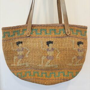 Vintage sisal market tote